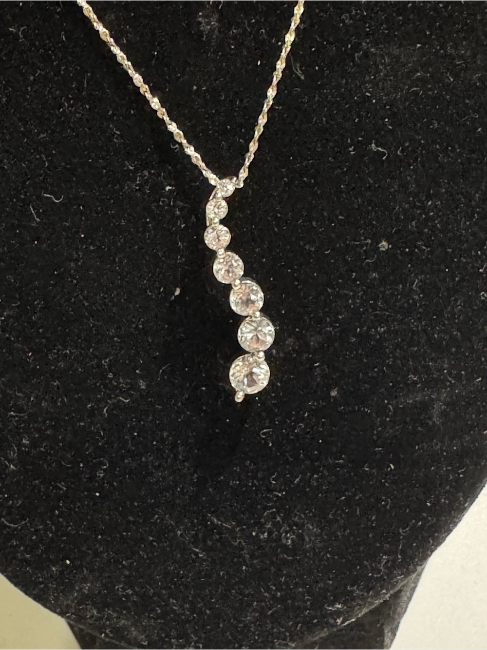 925 Sterling Silver White Sapphire Journey-Style Pendant Necklace
